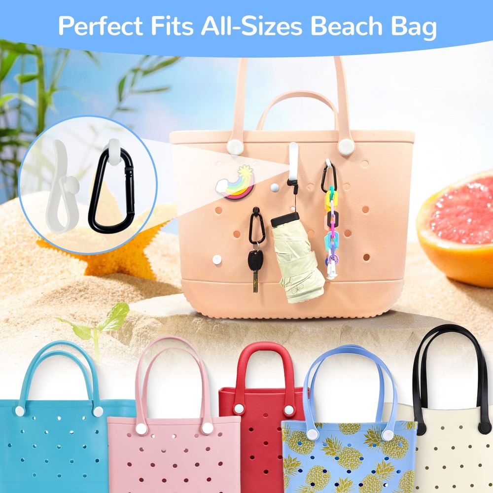 4Pcs Hooks Set Accessories Compatible for Bogg Bag, Insert Small, White