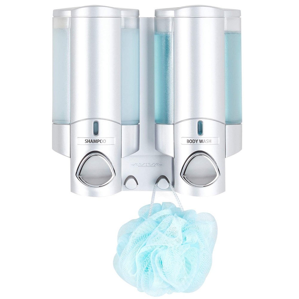 2-Chamber Satin Silver Shower Caddy - Versatile Storage Solution