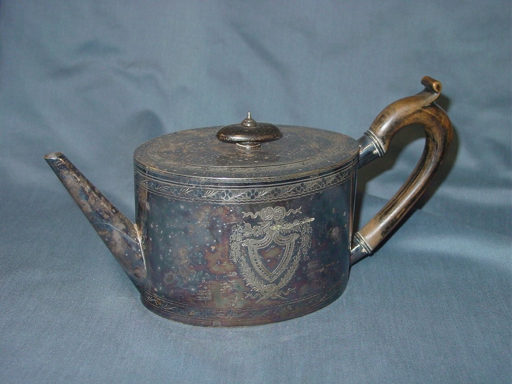 Antique Georgian ~ SILVER Plated ~ Engraved TEAPOT ~