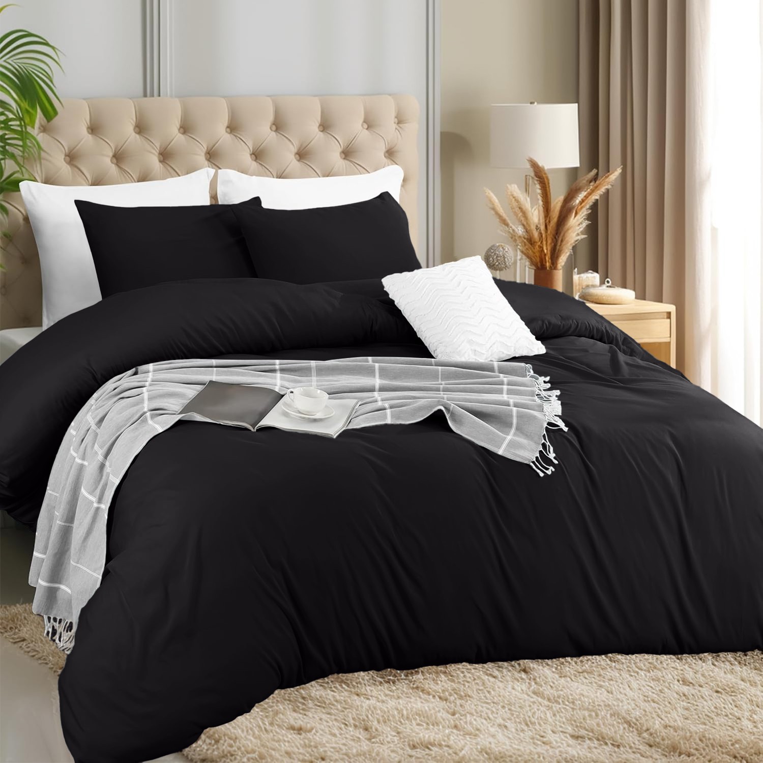 Luxury Duvet Cover Set Soft Quilt Cover Bedding Sets with Pillow Shams Twin King