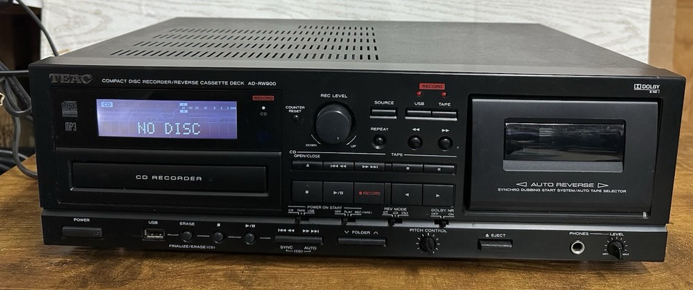 TEAC AD-RW900 CD Compact Disc Recorder Reverse Cassette Deck USB Black