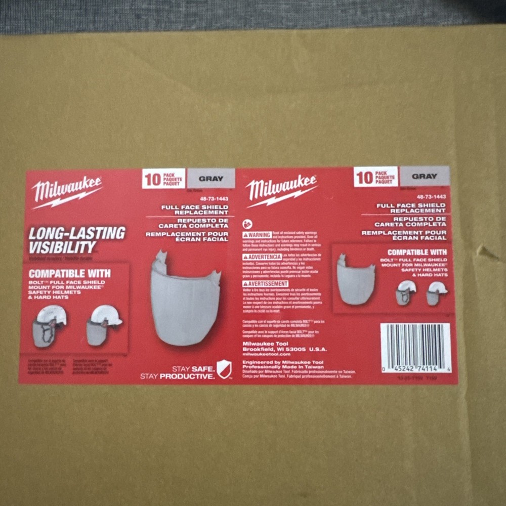 Milwaukee Full Face Shield Replacement 10-pack Gray