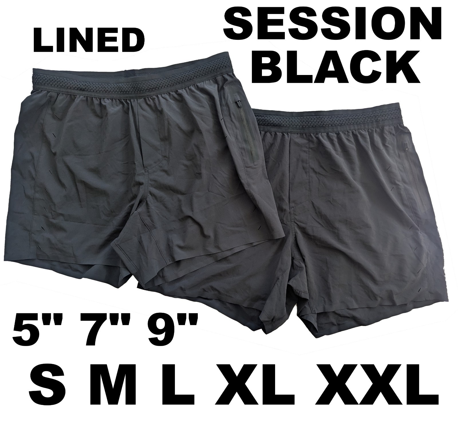 NWOT TEN THOUSAND BLACK SESSION LINED Shorts Men's | S, M, L, XL | 5" 7" 9"