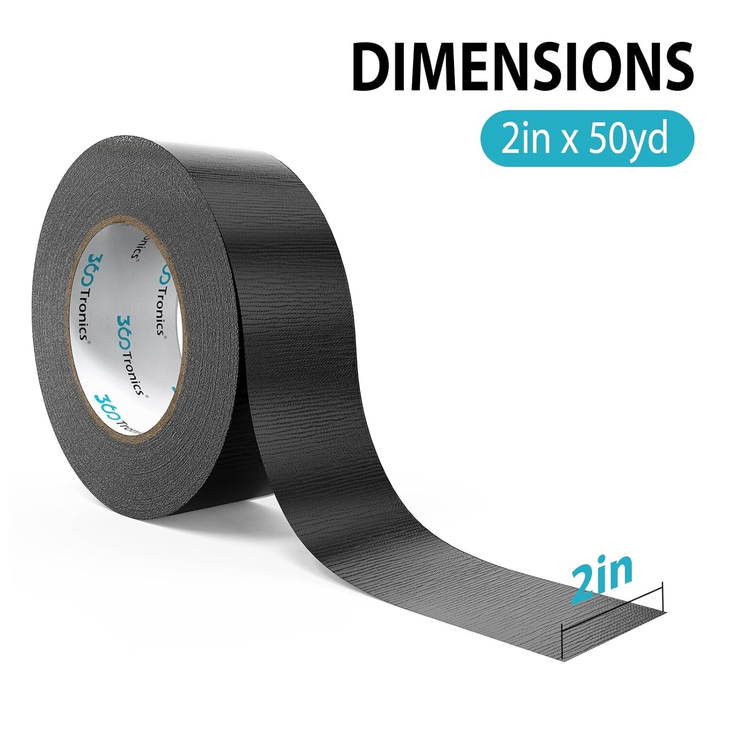 Black Duct Tape Heavy Duty, 2 Inches x 50 Yards Per Roll, Waterproof Outdoor