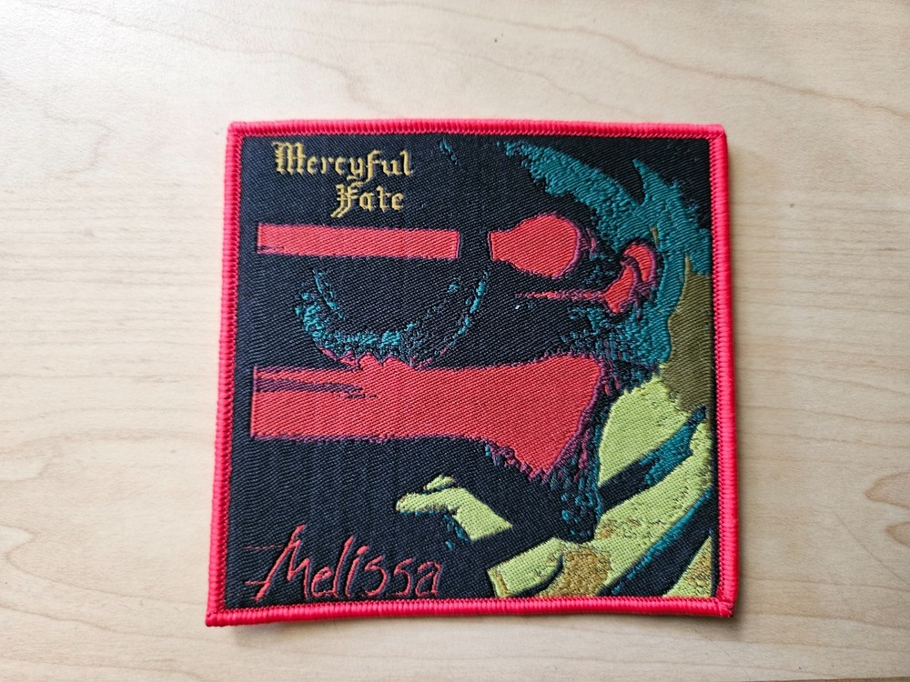 MERCYFUL FATE, MELISSA, SEW ON RED BORDER WOVEN PATCH