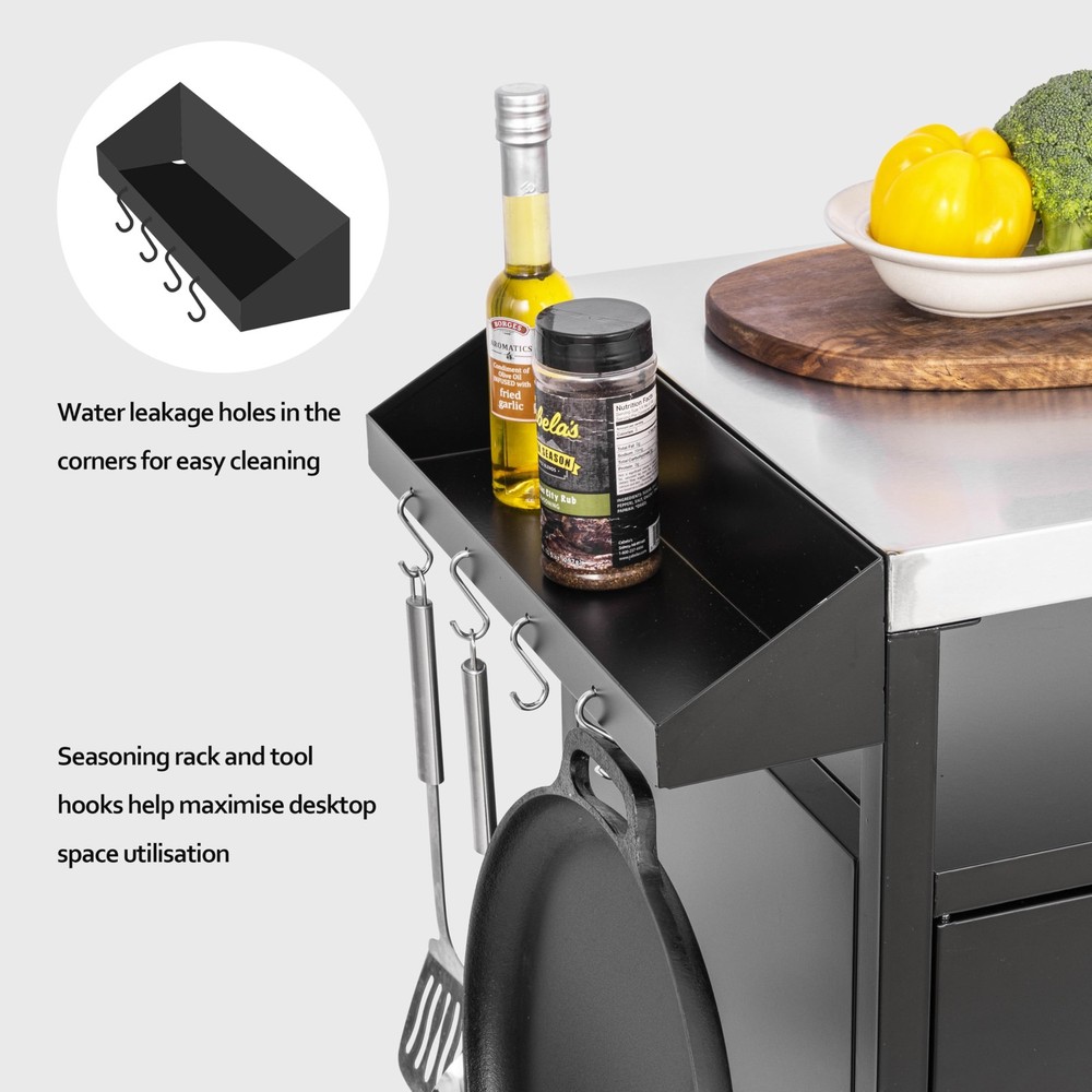 Outdoor Grill Table Kitchen Cabinet, Moveable Prep Bar for Storage & Cooking