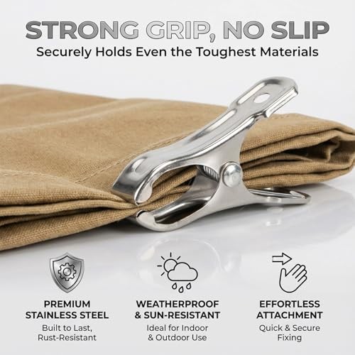 50 PCS Garden Clips - Stainless Steel Greenhouse Clamps,Grip Strong Heavy Duty