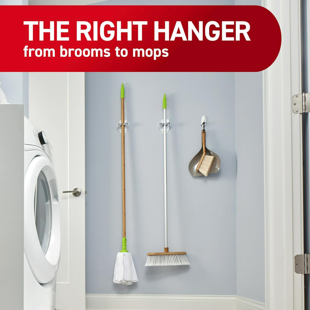 Command Broom and Mop Gripper, 3-Pack for Damage-Free Organization