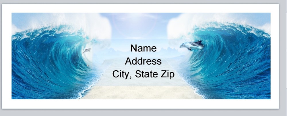 Personalized Address Labels Swirling Waves Dolphins (p 122)