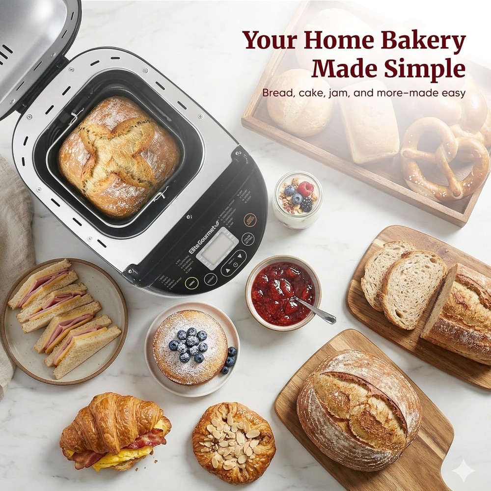 Programmable Bread Machine, 2 lb Loaf, 19 Presets, Black