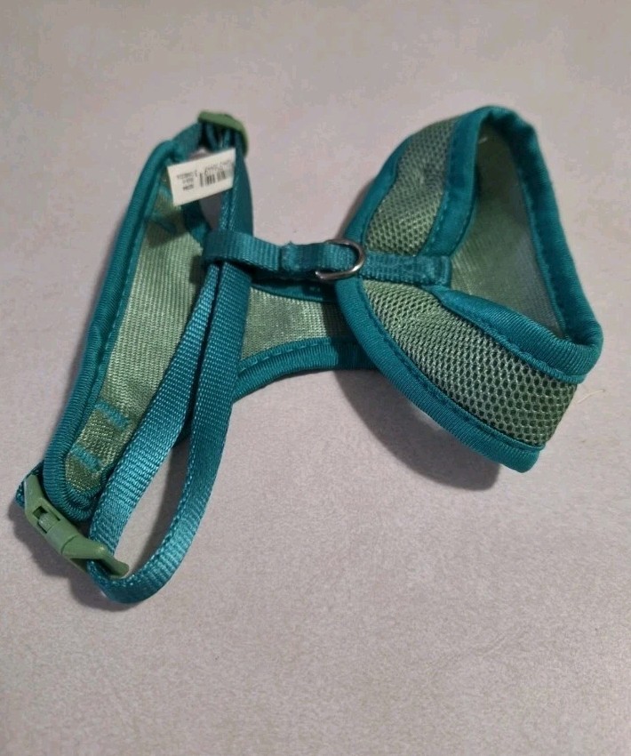 Mesh Cat Harness Adjustable For Cats Blue/Green XS-S Neck 8-12", Chest 12-17"