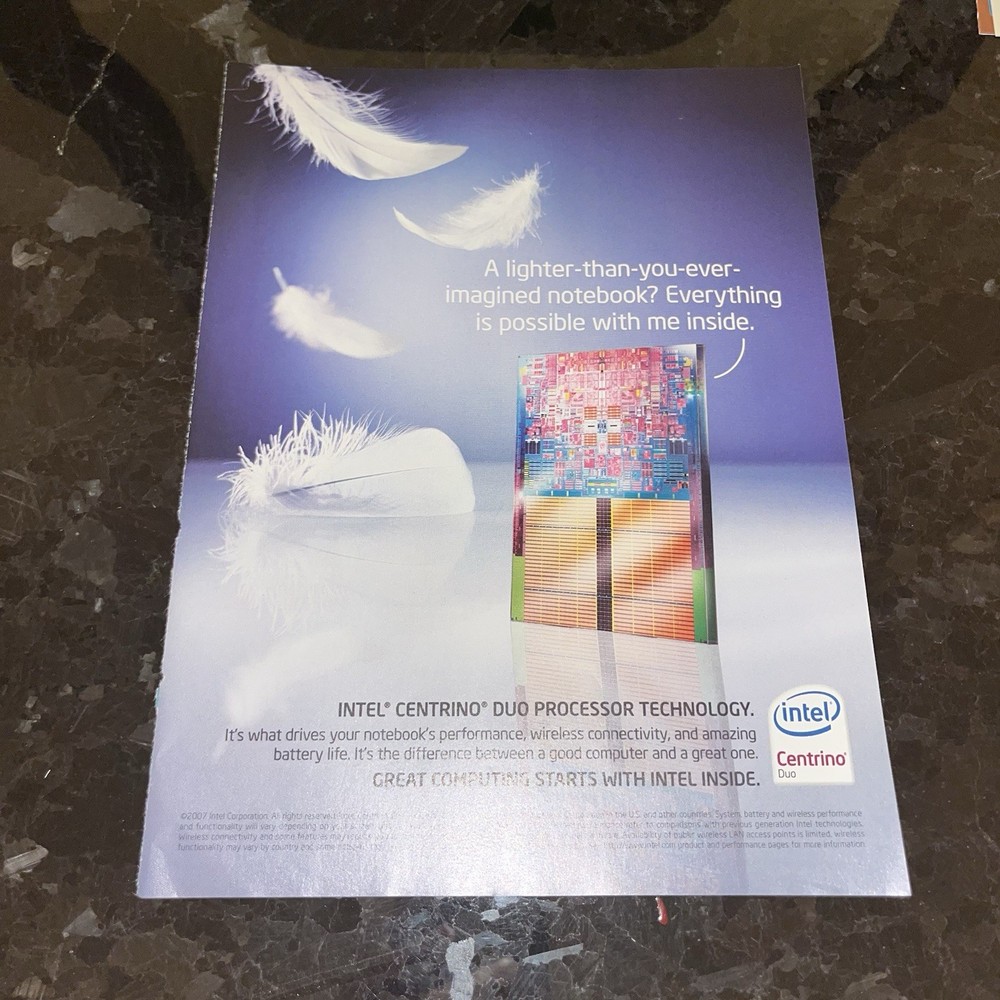 2007 Intel Centrino Duo Processor Computer Chip Print Ad Original Intel Inside