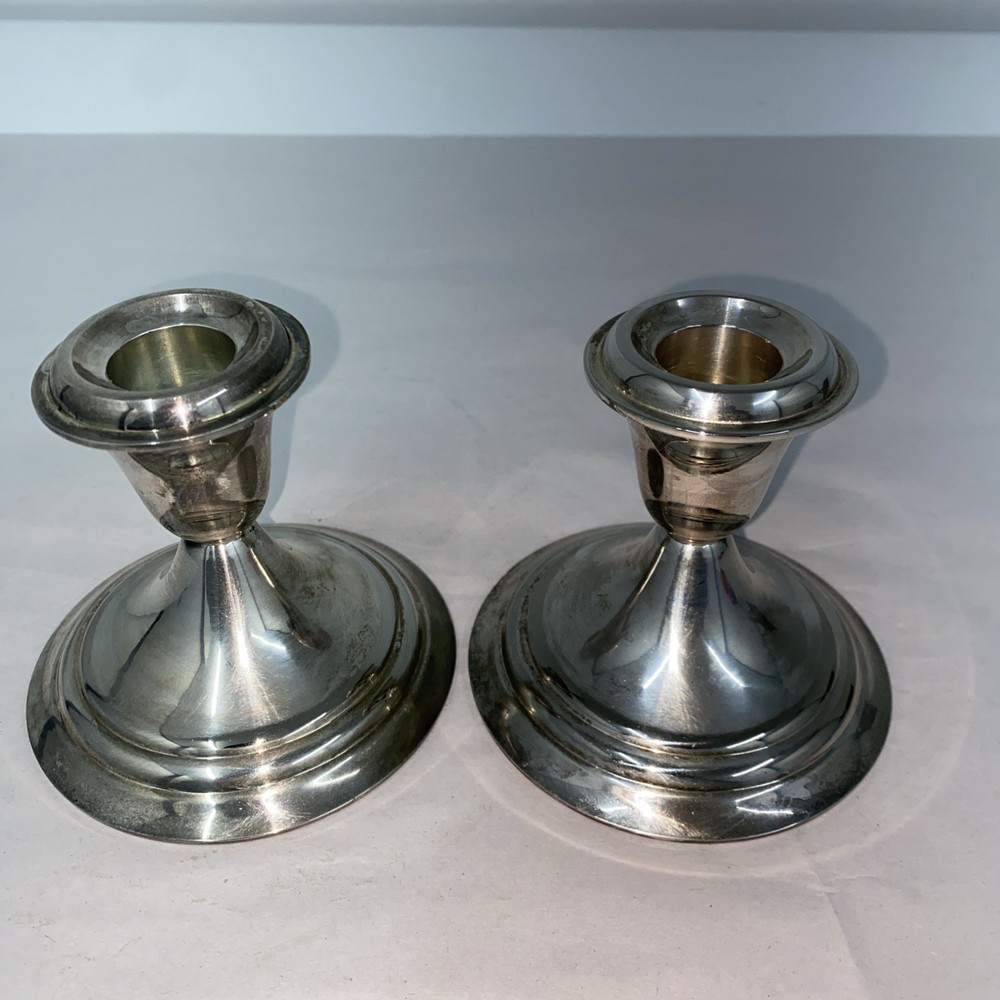 Pair Gorham Heritage EP Silverplate Candlesticks Height 3.5 Inch