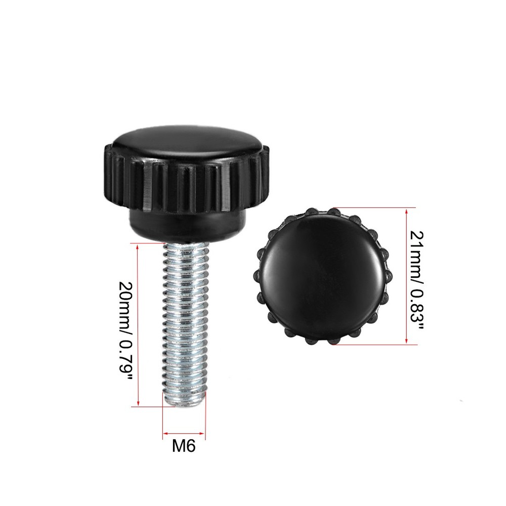 2pcs M6 x 20mm Male Thread Knurled Locking Knobs