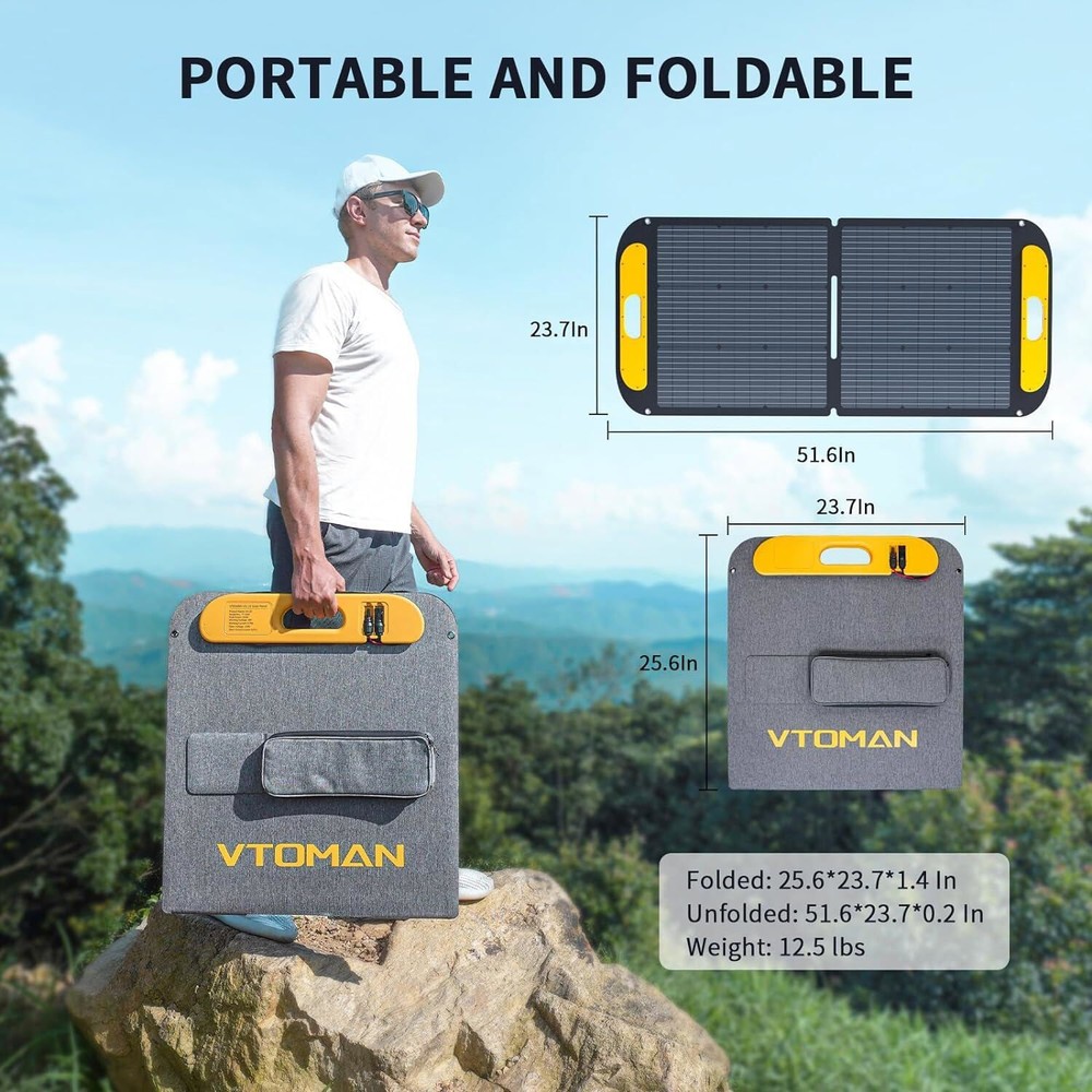 VTOMAN 110W/200W/400W Portable Solar Panel 23% Efficiency Foldable Solar Panel