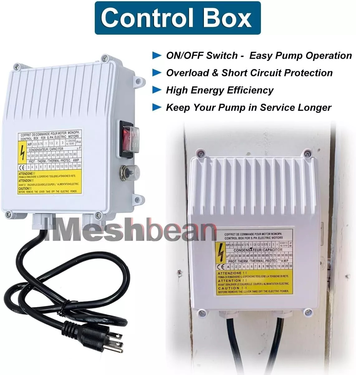 3'' OD 1HP Deep Well Submersible Pump 230V 13GPM 247ft Stainless Steel 100' Cord