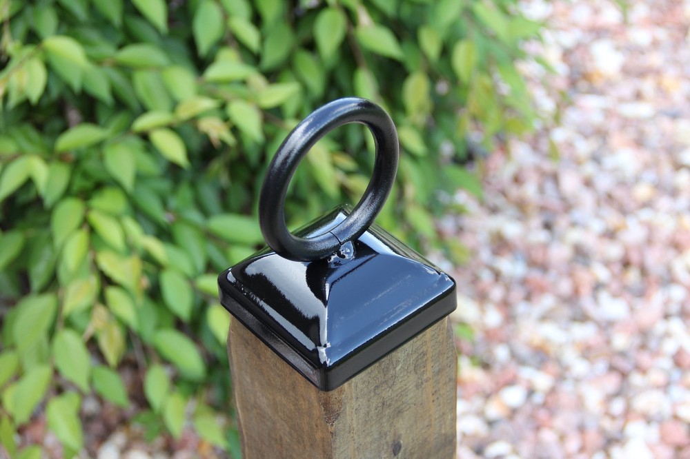 Post Cap for 4x4 Wood Post, Nautical Rope, Tethering / Latching Ring Post Cap