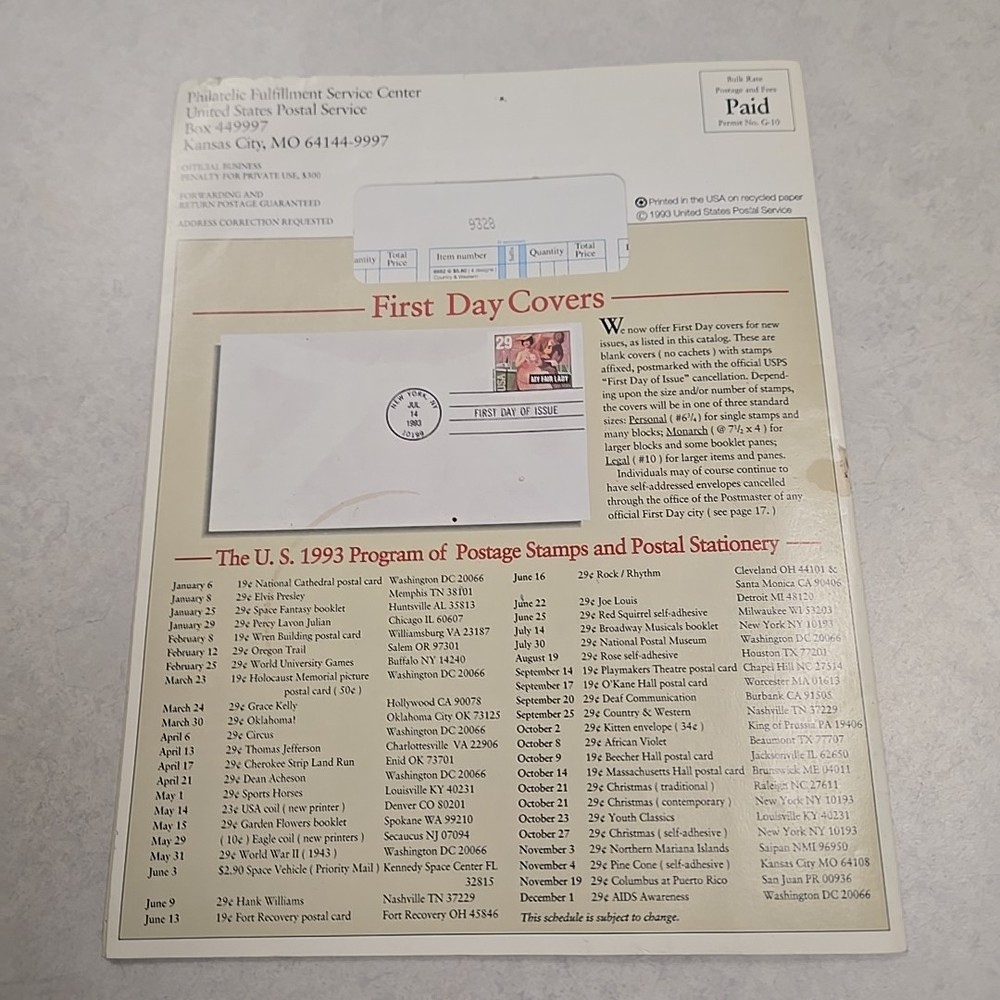 Stamps Etc Direct Mail Catalog November December 1993 USPS