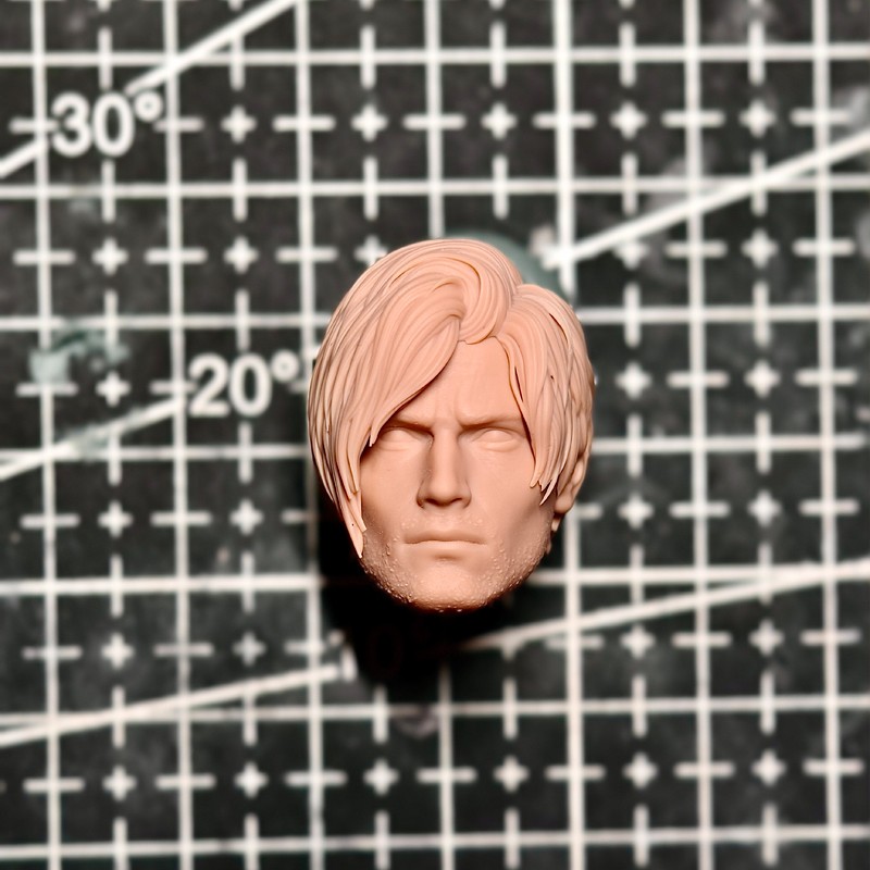 Blank 1/12 Scale Handsome Leon Head Sculpt Unpainted Fit 6" ML Figure V2 Style
