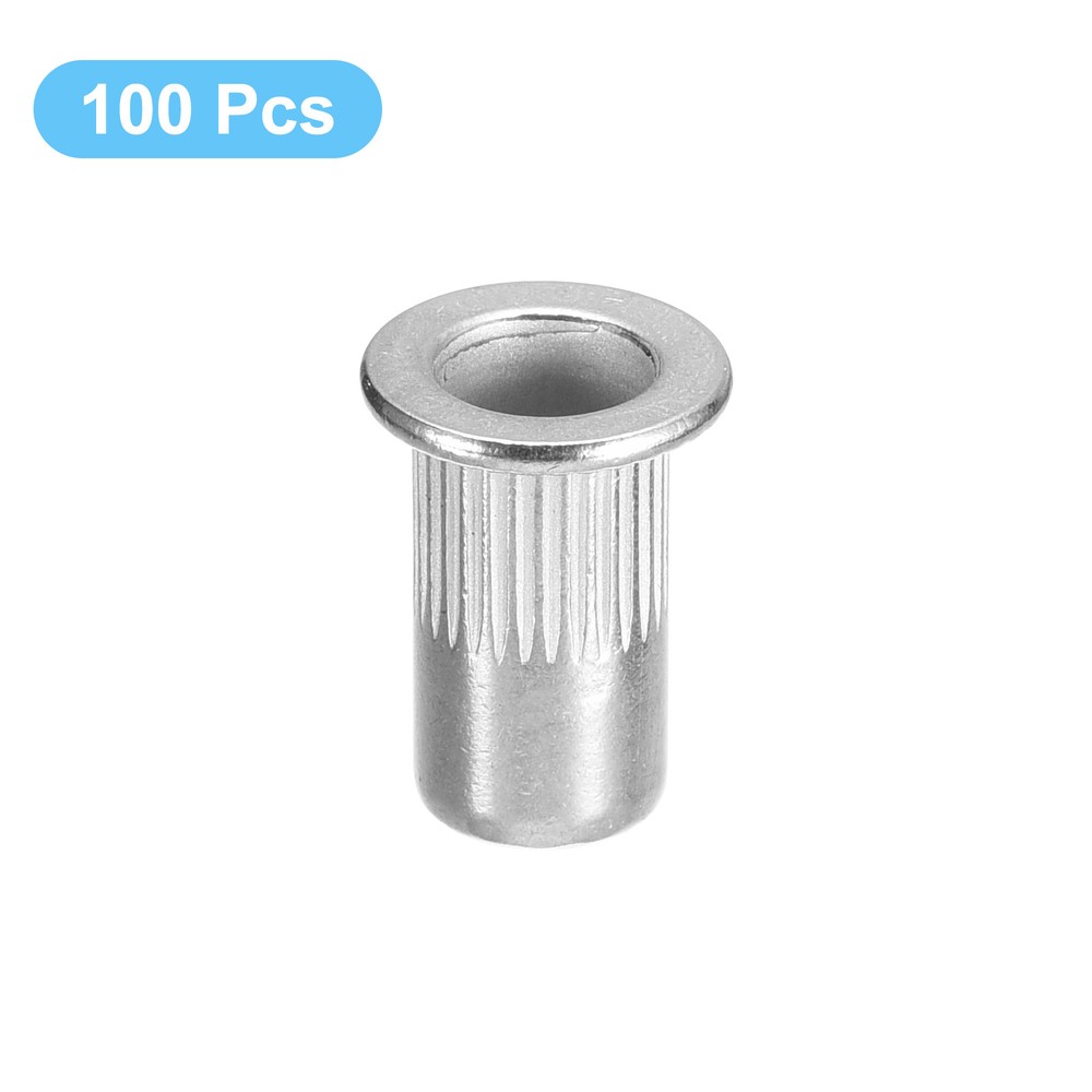 100pcs #10-32 Rivet Nuts 304 Stainless Steel Flat Head Threaded Insert Nuts