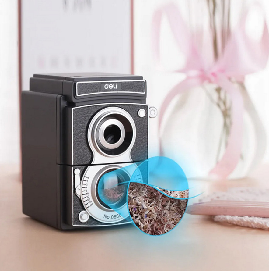 Deli 0668 vintage adjustable camera pencil sharpener