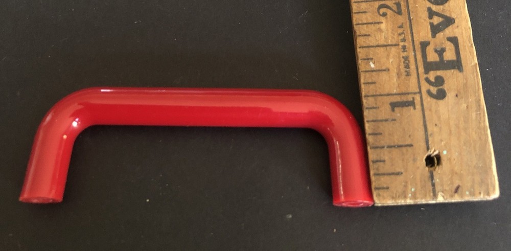 2x Vintage 3” Red Modern Plastic Drawer Handle Pulls