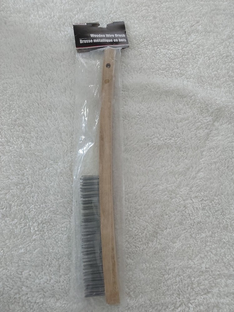 Wooden Wire Brush Remove Rust Clean 14"
