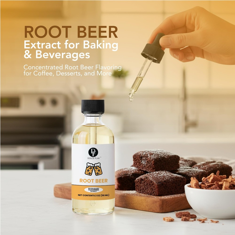 Dolce Flav Root Beer Extract - 2 Ounce Water-Soluble Multipurpose 2 Oz.