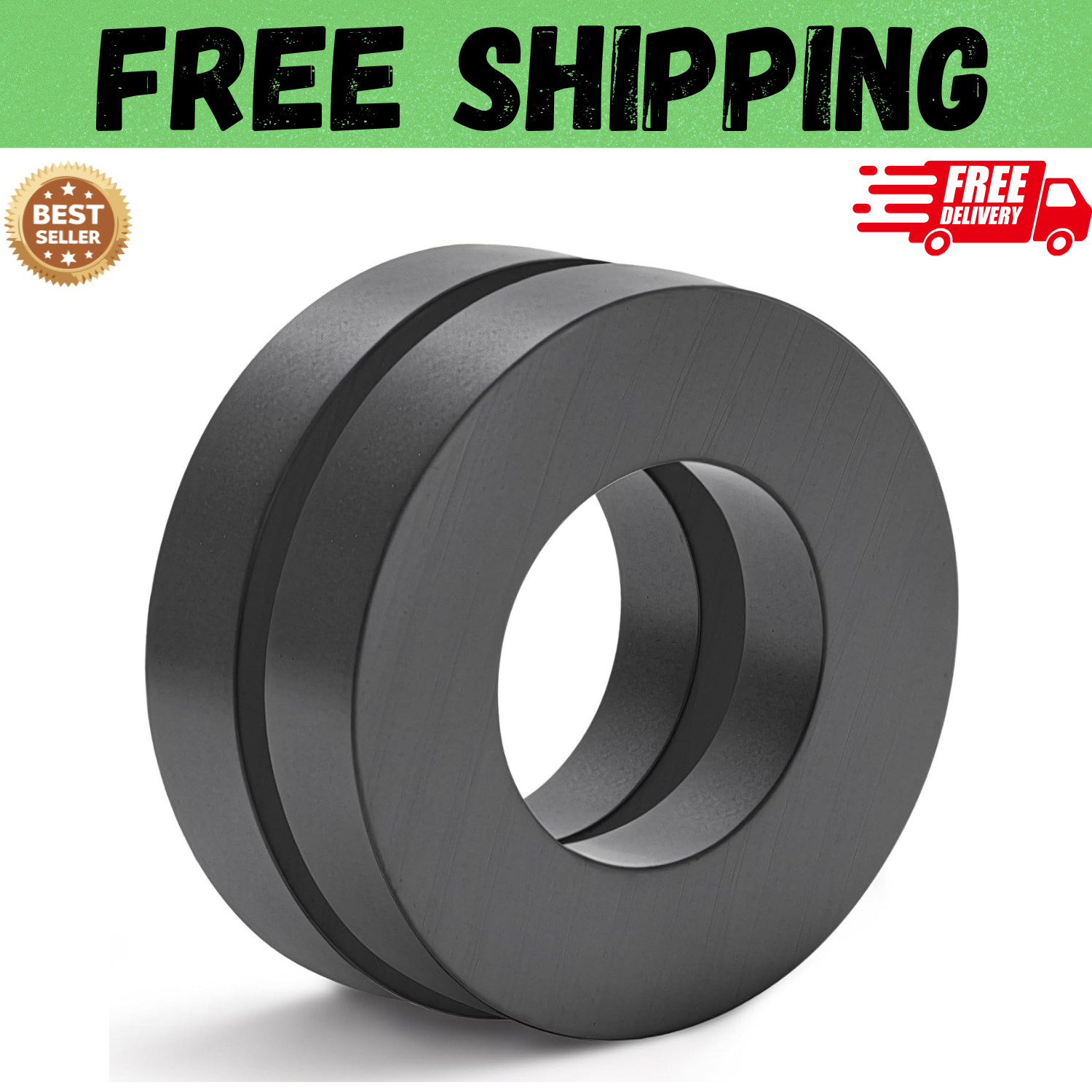 Large Magnet - Grade 10 Big Magnets Heavy Duty, OD60 x ID32 x 10mm Strong Round