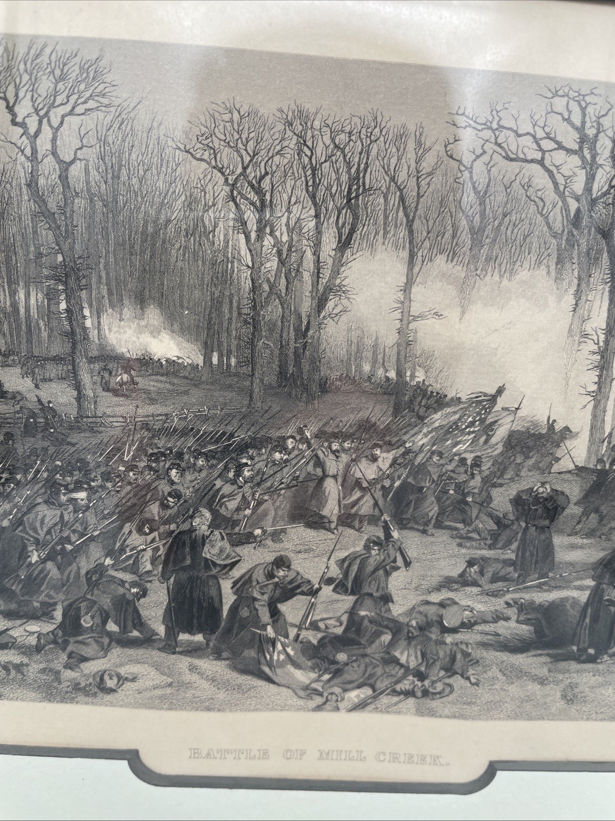 BATTLE OF MILL CREEK, Civil War Battle/Tennessee 1862 Print Lithograph 12”x11”