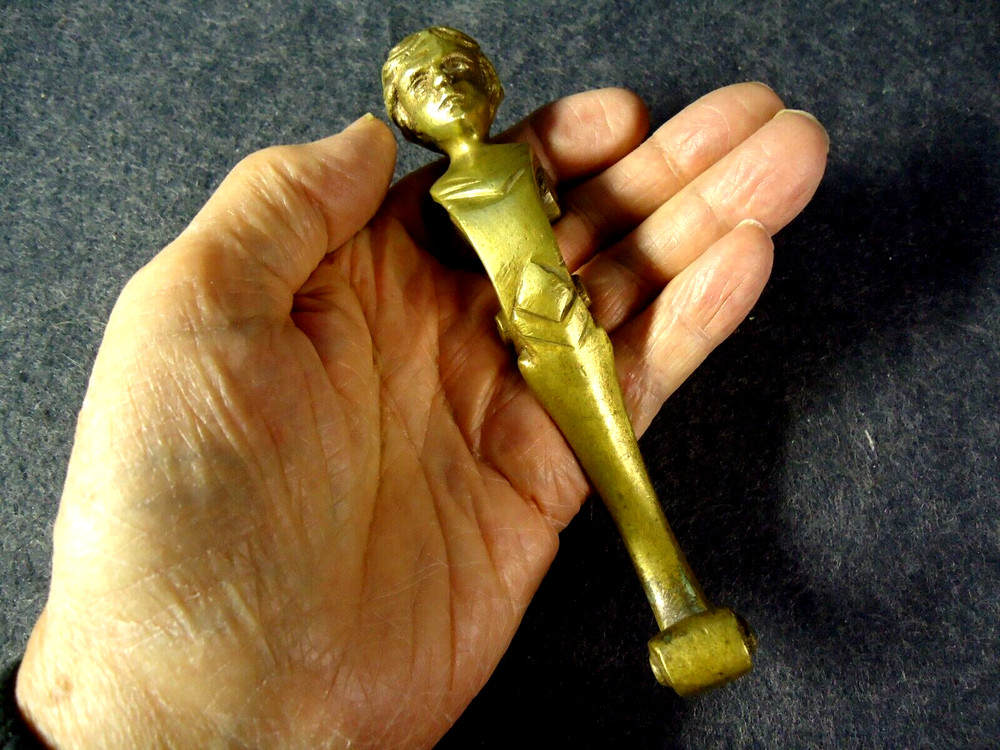 3 Antique Large Solid Brass 6" Figural Drawer or Door Pulls