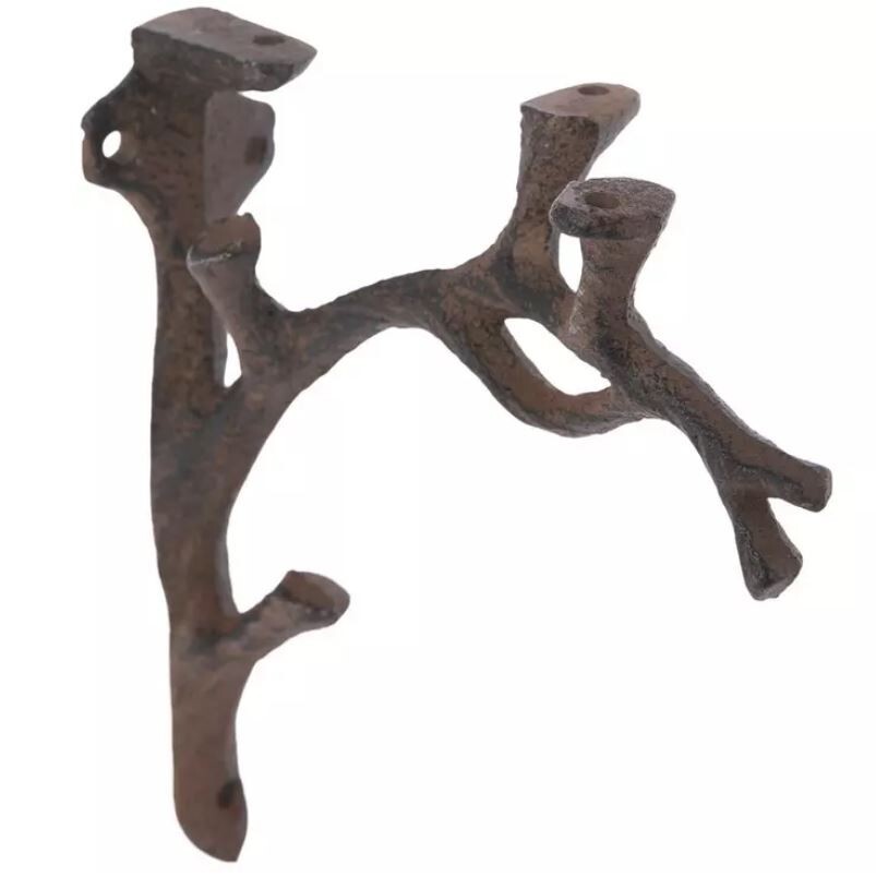2 Cast Iron Shelf Bracket Wall Mount Hardware Brace Tree Branch Limb Sculpture