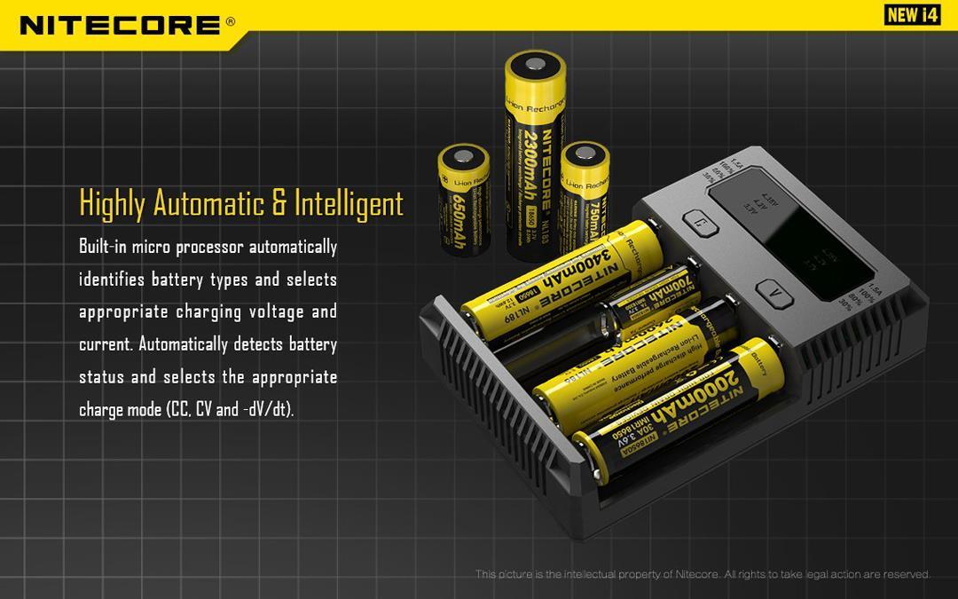 NiteCore i4 Intellicharger 2016 Battery Charger for RCR123A 14500 26650, etc