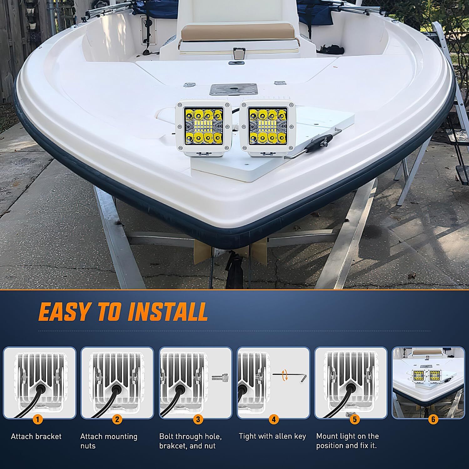 Nilight 2Pcs 3Inch 42W LED Cubes Upgraded Spot Flood Combo Square Driving Lights