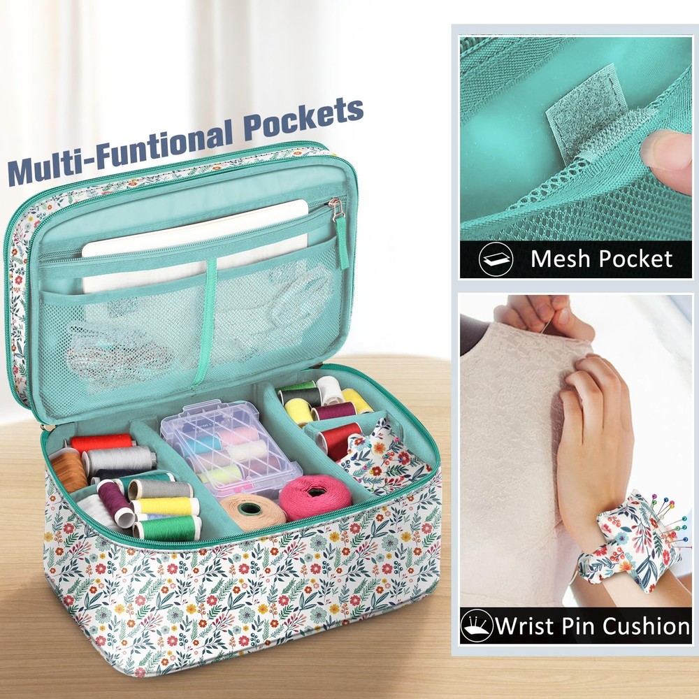 FINPAC Sewing Accessories Storage and Organizer Case, DoubleLayer Sewing Kits...