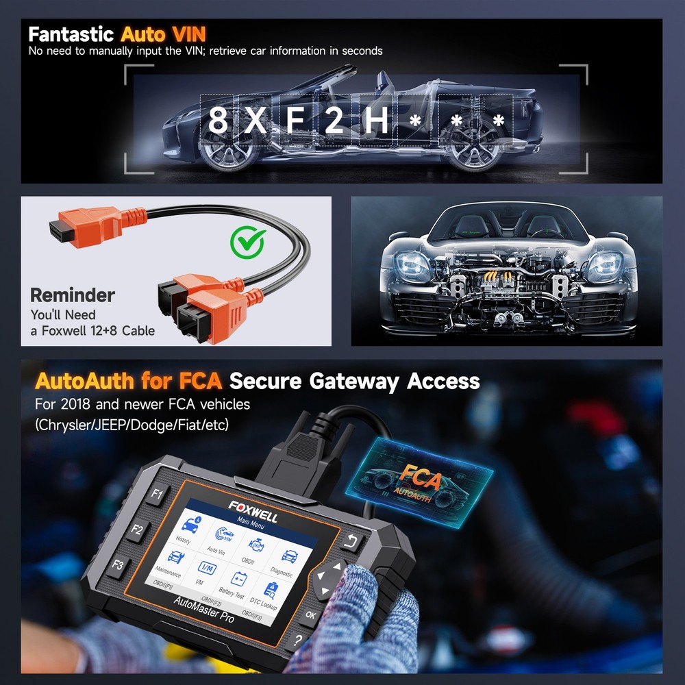 FOXWELL OBD2 Scanner All System Code Reader 8 Resets Car Diagnostic Tool AutoVin