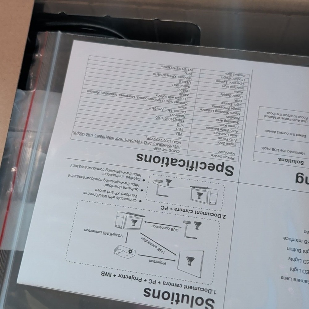 JOYUSING V500S 8MP Document Camera New In Box