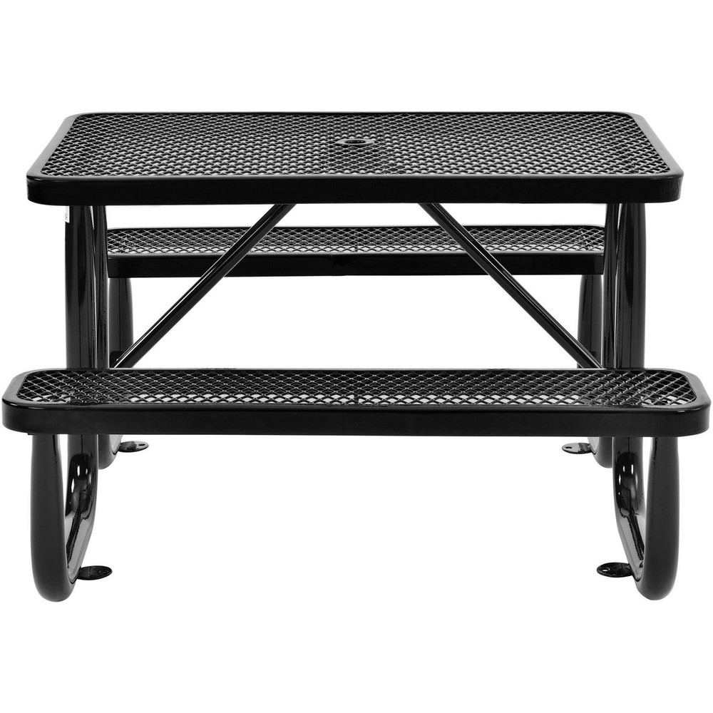 4 ft. Expanded Metal Rectangular Outdoor Steel Picnic Table Black