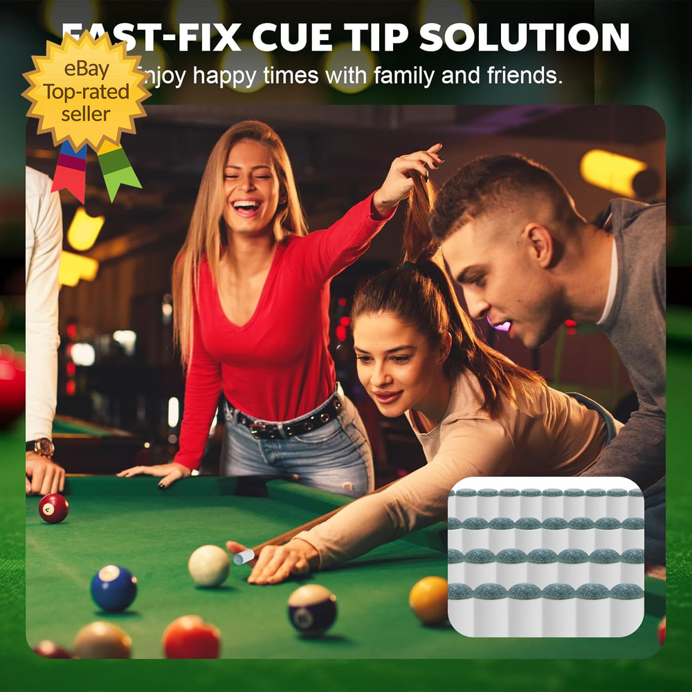 40Pcs Slip on Pool Cue Tips Replacement Kit 4 Sizes Upgrade Pool Stick Tips