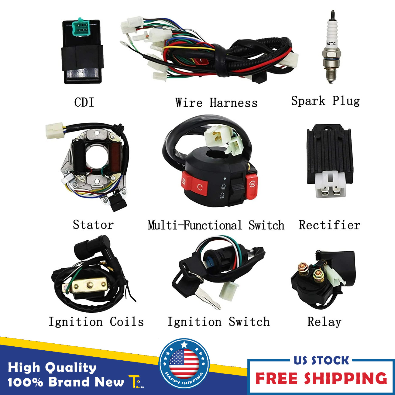 CDI Wire Harness Stator Assembly Wiring Fit Atv Electric Quad 70 90 110cc 125cc