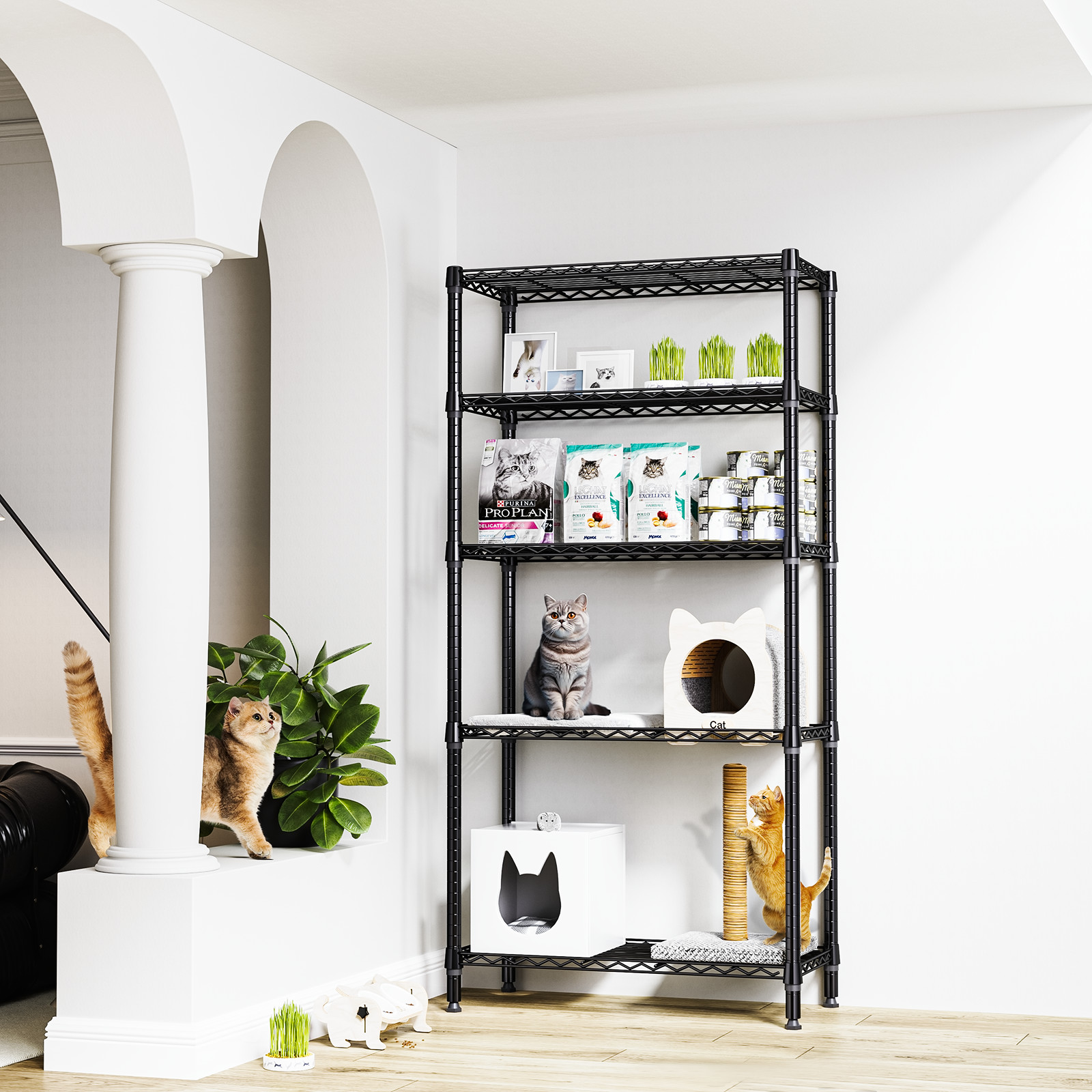 5 Tier Adjustable Wire Shelves Metal Shelf Storage Kitchen Rack 15.7x33.5x68.5"