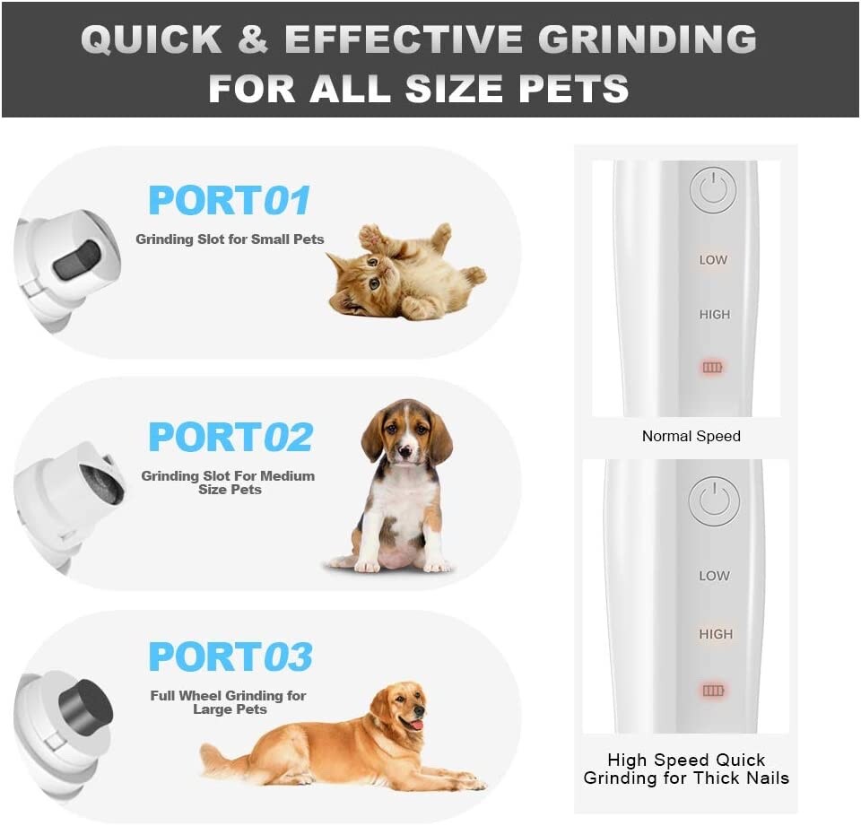 Professional Pet Nail Grinder Quiet & Rechargeable for Quick Efficient Grinding