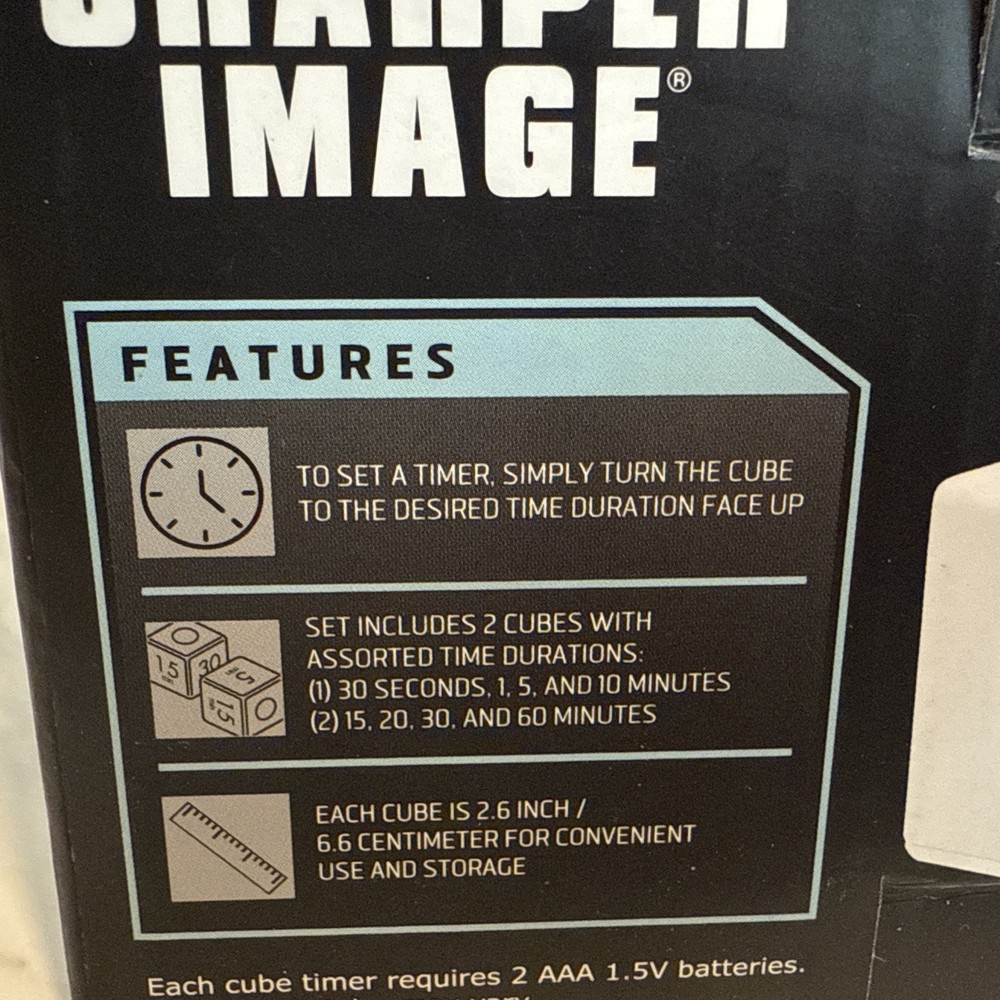 Sharper Image Digital Timer Two Piece Timer Cubes Flip to Desired Time 2 Cubes