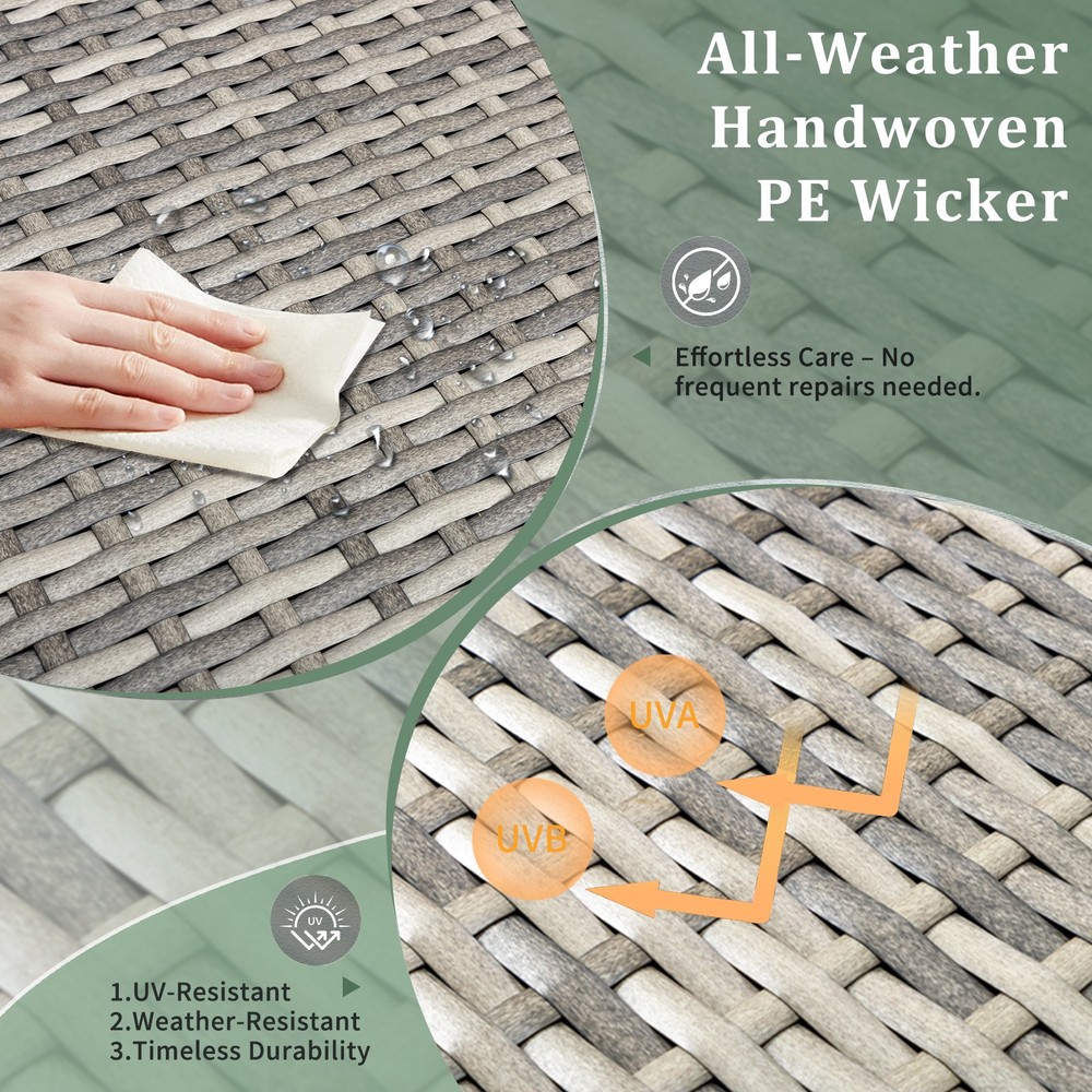 PE Wicker Side Table with Storage, Patio Rattan End Table Square Container