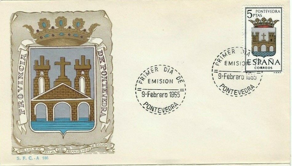 FDC First day Spain 1965 PONTEVEDRA Shields