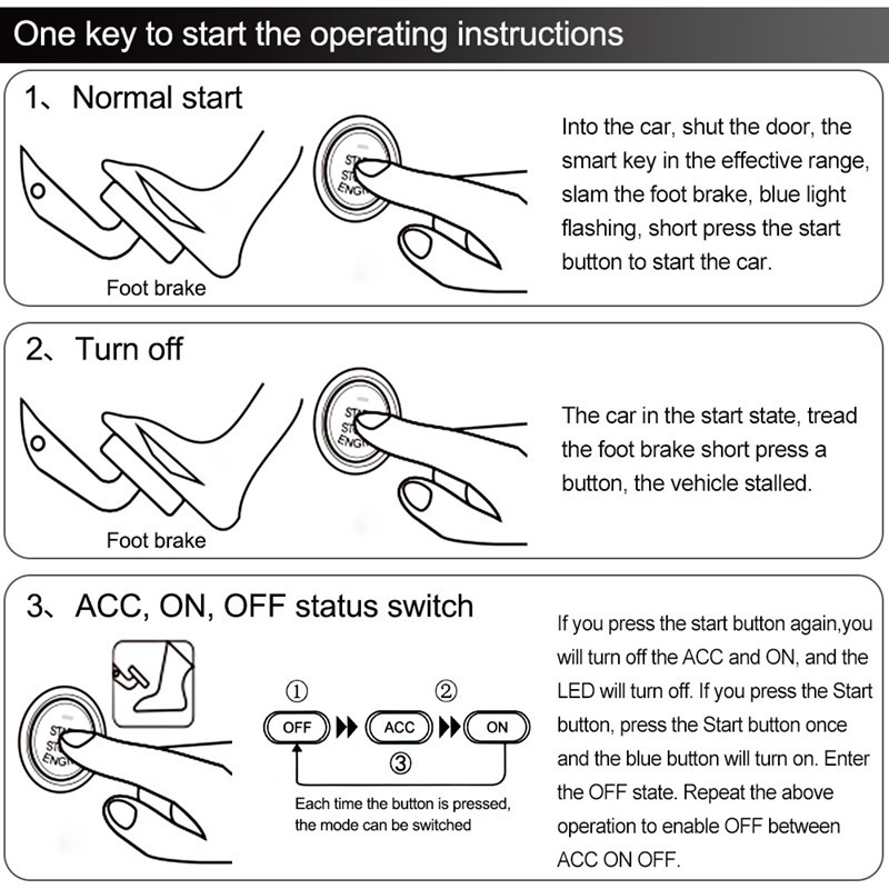 Universal Car Remote Control Ignition Engine Push Passive Keyless Entry Button