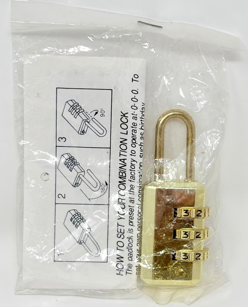 Samsonite Luggage Combination Lock Solid Brass Sealed NOS Padlock Travel NIP