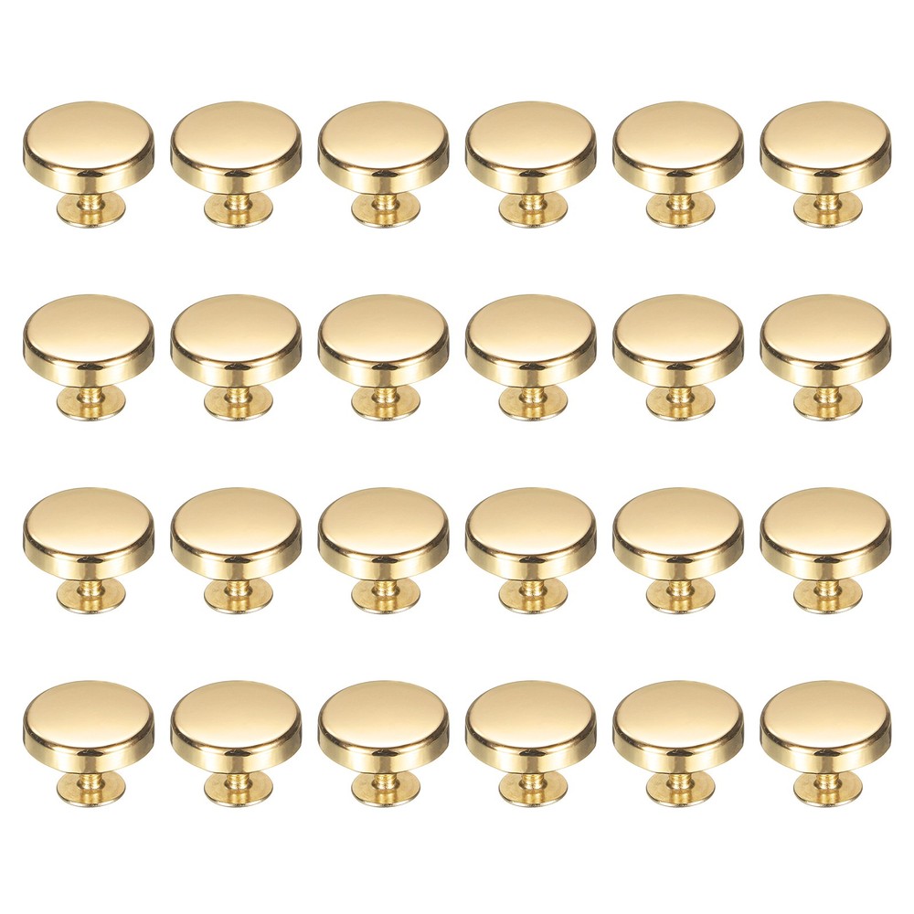 24 Pcs Flat Head Button Stud 15mm Screw Back Rivets Stud Set, Gold
