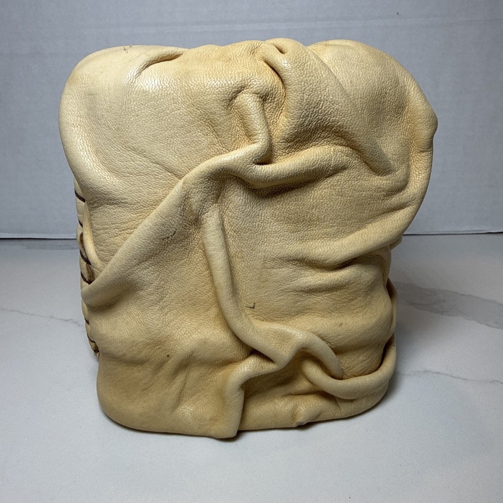 Leather Wrapped Tissue Box Holder Berl Face Signed 2008 Handmade Oddities