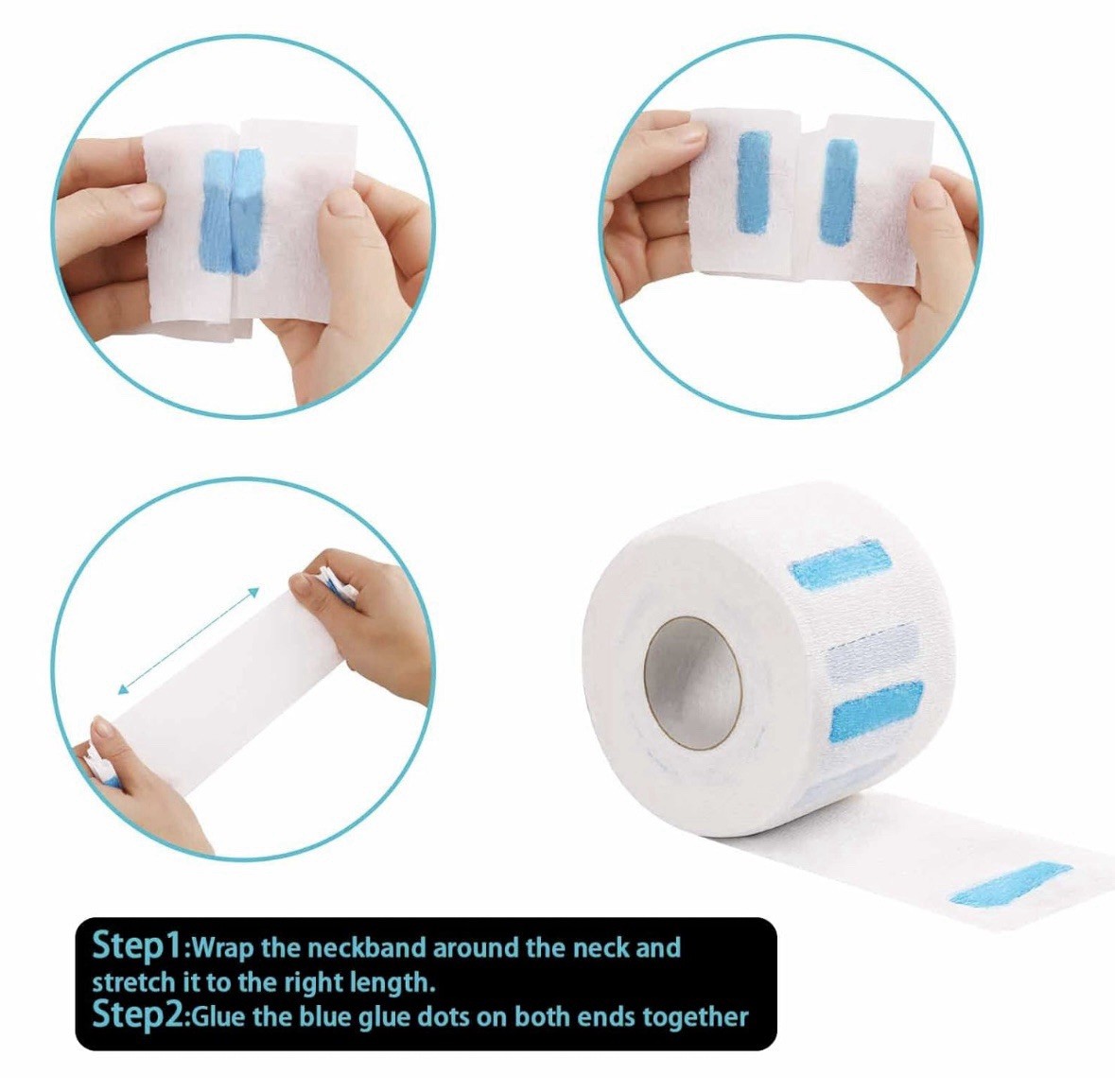 500 Pack Barber Neck Strips Neckbands Paper Roll, Barbershop Supplies, 2.4x11"